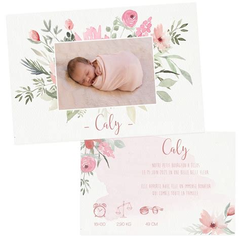 Dès 0,11€ (+ 20 faire part offerts). faire part naissance fleur | Spiritus Naturae