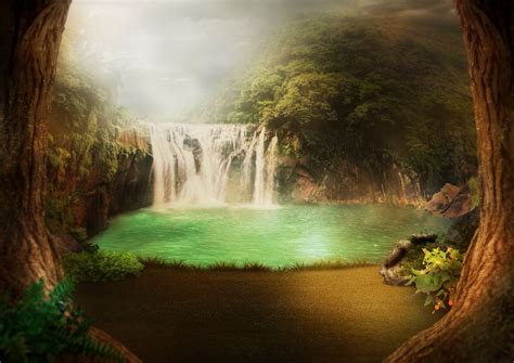 Free Images Background Waterfall Jungle Lake Flowers