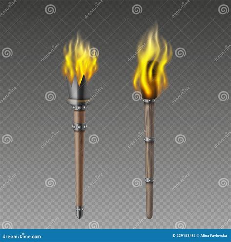 Set Of Ancient Greek Torch For Olympic Games Opening Ceremony Flaming