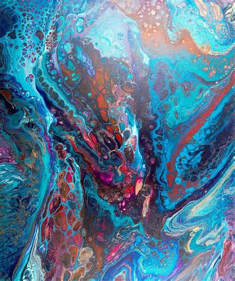 Teal Purple Abstract Art Acrylic Pour Fluid Art Abstract Etsy Large