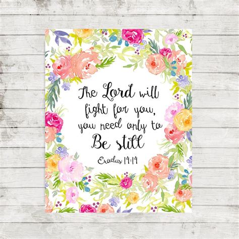 Bible Verse Print The Lord Will Fight For You Scripture Wall Etsy