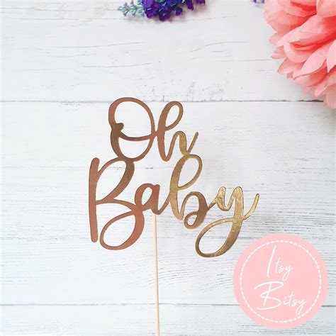 Oh Baby Glitter Cake Topper Single Double Sided Baby Etsy