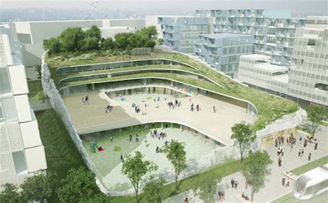 Former Renault Factory In France Becomes An Undulating Green Roofed School