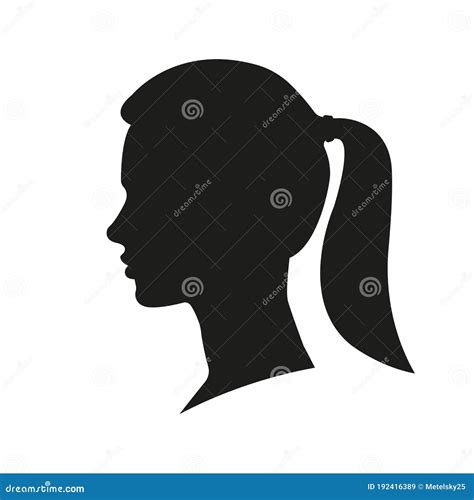 Woman Face Silhouette Girl With A Ponytail Portrait Female Head Side