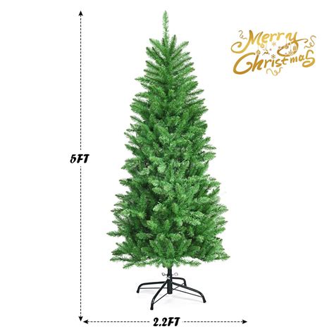 Topbuy 5ft Pre Lit Hinged Artificial Pencil Fir Christmas Tree With Ul