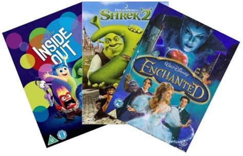 Childrens Dvd Bundle Dreamworks Shrek 2 Disney Inside Out Enchanted £3