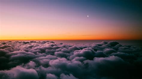 Sunset Horizon Above Clouds 4k Wallpapers Hd Wallpapers Id 28169