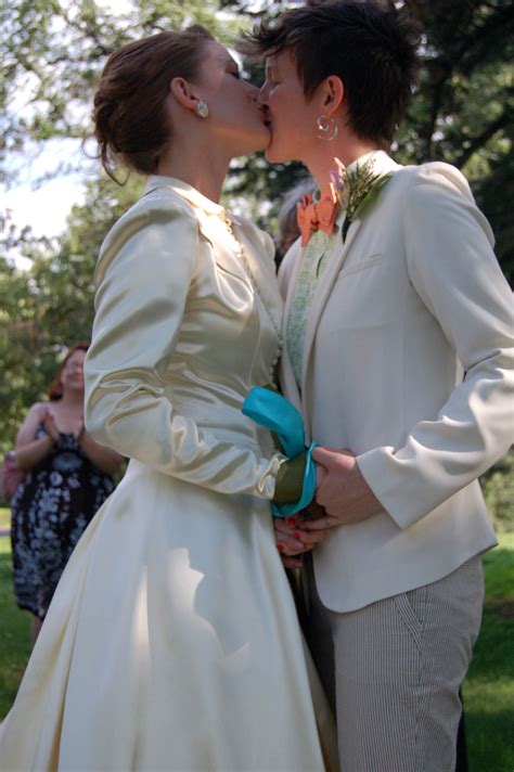 sealing the deal lesbian wedding i love the dress lgbt
