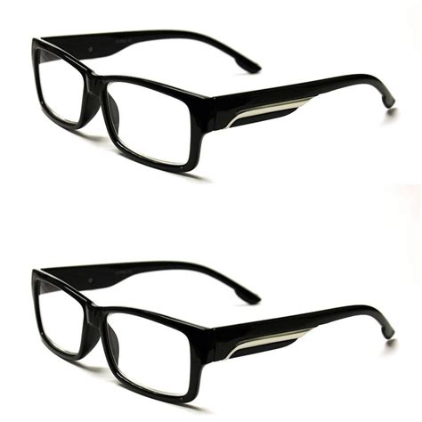 Rectangle Reading Glasses Pair Pack With Metal Striped Temples Ootd