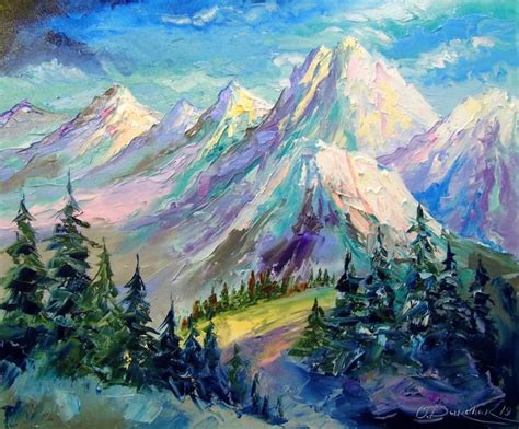 Snowy Mountains Painting Large Landscape Painting Landscape