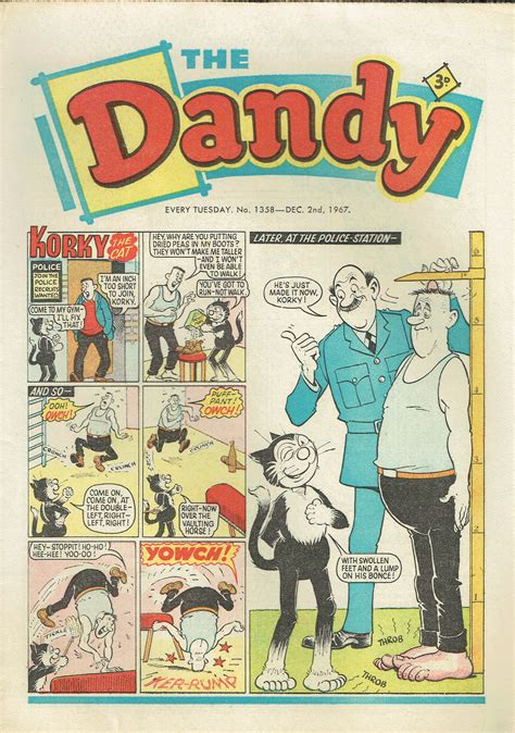 Dandy Uk Comic No 1358 December 2nd 1967 Korky The Cat Vintage To