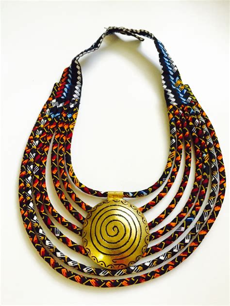 African Fabric Necklace African Jewelry Ankara Print