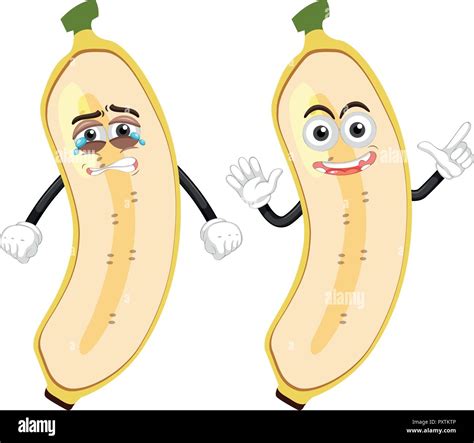 two bananas with facial expressions illustration stock vector image and art alamy