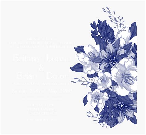 Blue Flower Wedding Invitations Vector Design Invitation Hd Png