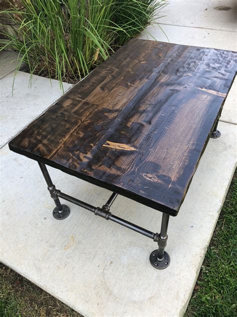 Rustic Table Side Table Industrial Pipes Pipes Shelving Etsy