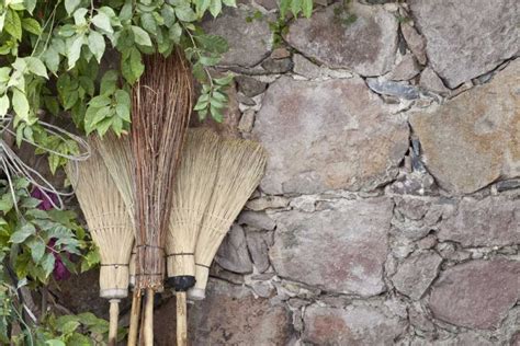 Somerset House Images Mexico Brooms Leaning Against Stone Wall