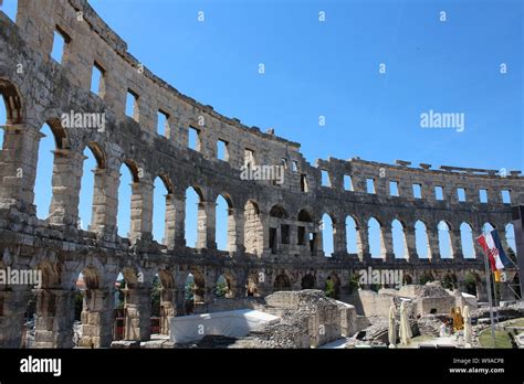 Pula Amphitheater Ancient Roman City Istria Croatia Touristic