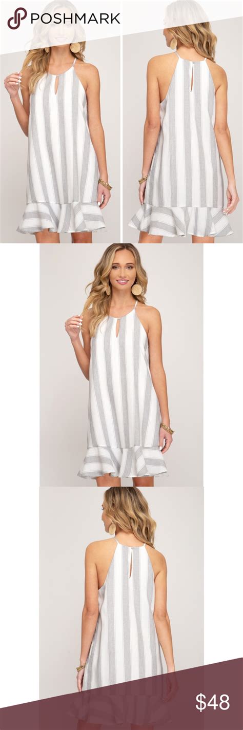 Alexa Bold Striped Cami Dress With Flounce Hem Fashion Dresses