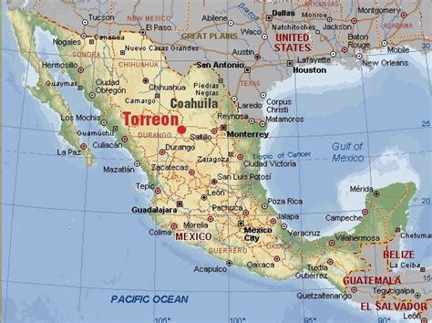 Map Of Mexico Torreon Coahuila Highlighted Mapa De Mexico Destinos