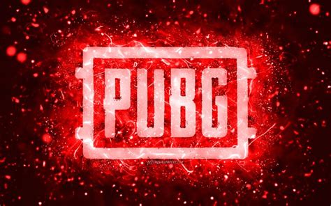 Download Wallpapers Pubg Red Logo 4k Red Neon Lights Playerunknowns
