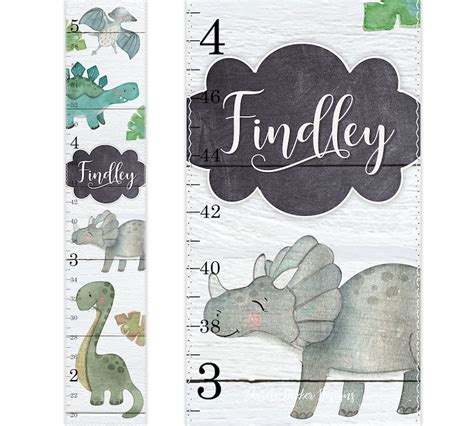 Dinosaur Growth Chart Personalized Growth Chart Canvas Etsy