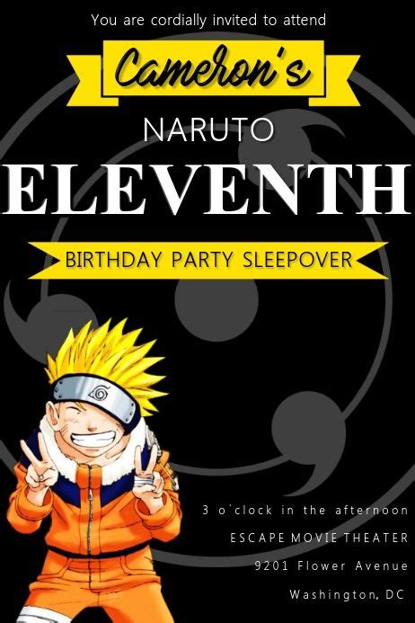 Naruto Birthday Invitation Naruto Birthday Printable Birthday Invitations Birthday Invitations