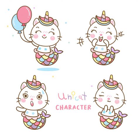 Download Set animals vector cat mermaid in unicorn cartoon Vector ...