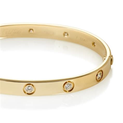 Cartier Love Womens 18k Yellow Gold 10 Diamond Bracelet Size 18 Ebay