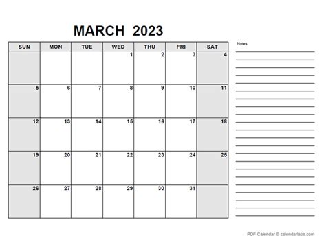 March 2023 Calendar With Holidays Calendarlabs