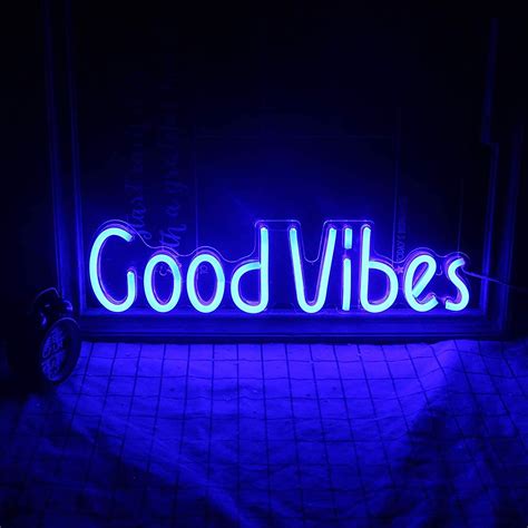 Good Vibes Led Neon Light Blue Led Neon Sign Letters Neon Etsy