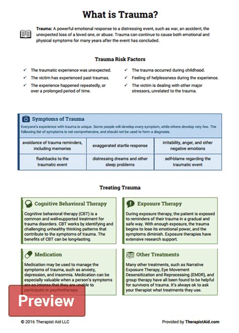 Trauma Recovery Trauma Worksheet