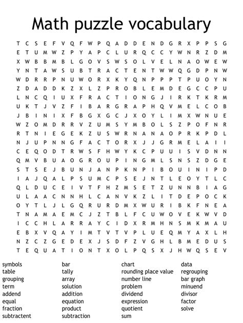 Math Word Search Printable