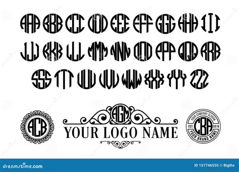 Round Monogram Circle Font With 3 Letters Stock Vector Illustration