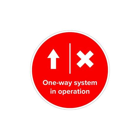 Red One Way System In Operation Floor Vinyl 300mmØ Safety Signs
