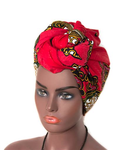 African Fabric Headwrap African Head Wraps For Women Red Etsy