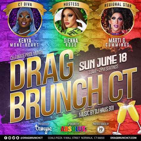 jun 18 pride drag brunch ct in june drag queens mimosas fun tix sun june 18 2023
