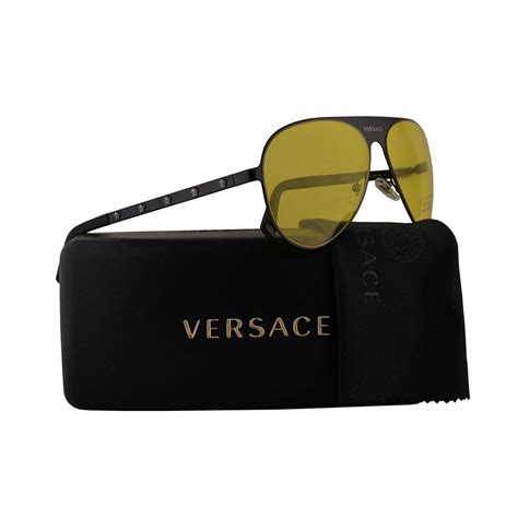 Versace Pilot Sunglasses Ve2189 126185 59mm Black Yellow Lens