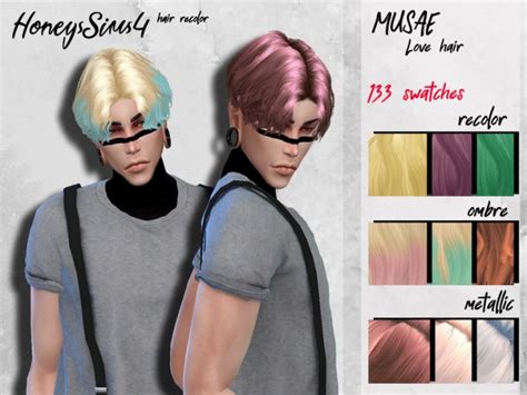 Male Hair Recolor Musae Love By Honeyssims4 At Tsr Sims 4 Updates