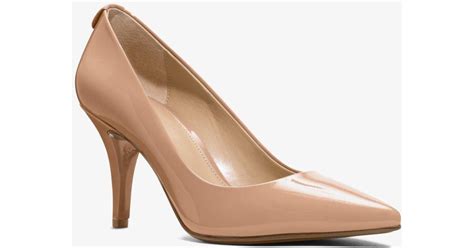 Michael Kors Flex Patent Leather Mid Heel Pump In Nude Natural Lyst