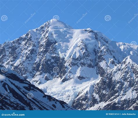 Snow Capped Mountain Peaks In Alaska Stock Photo Image Of White