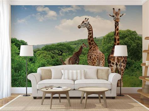 Wall Mural Jungle Wall Mural Giraffes Wall Decal Jungle Etsy