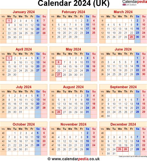 Calendar 2024 Uk With Bank Holidays Excel Pdf Word Templates Gambaran