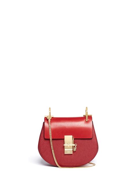 Lyst Chloé Drew Mini Leather Shoulder Bag In Red