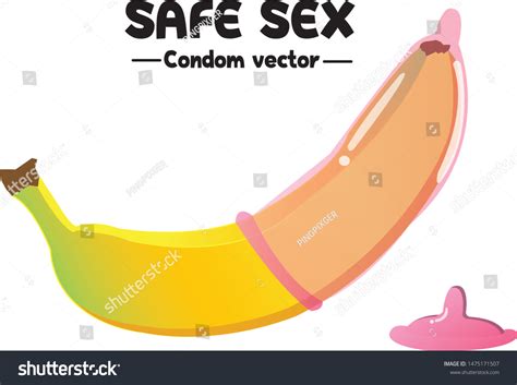 Safe Sex Concept Banana Condom Vector Stock Vector Royalty Free