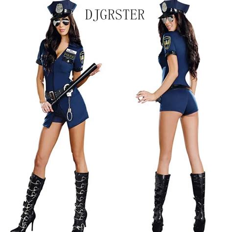 Djgrster Disfraces De Halloween Para Mujer Policía Cosplay Sexo Policewomen Uniforme Cop Sexy