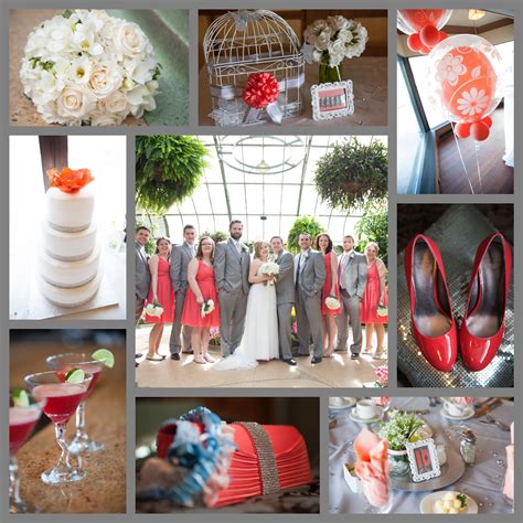 Coral White And Grey Wedding Table Decorations Gray Weddings Decor