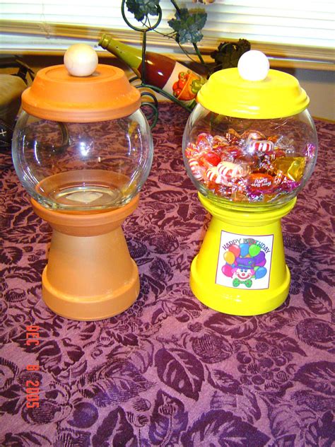 Gumball Candy Dish Flower Pot Crafts Terra Cotta Pot Crafts Clay