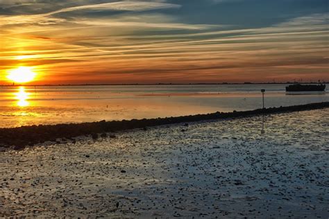 Free Download Hd Wallpaper Sunset Wadden Sea North Sea Watts Ebb