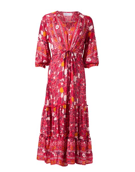 Carrie Cherry Red Printed Midi Dress Walker And Wade
