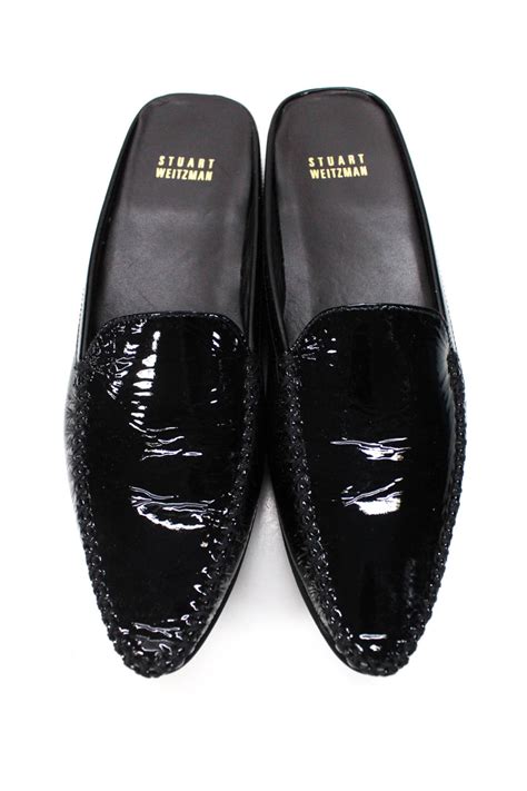 Stuart Weitzman Womens Pointed Toe Patent Leather Mules Black Size 8 Narrow Ebay